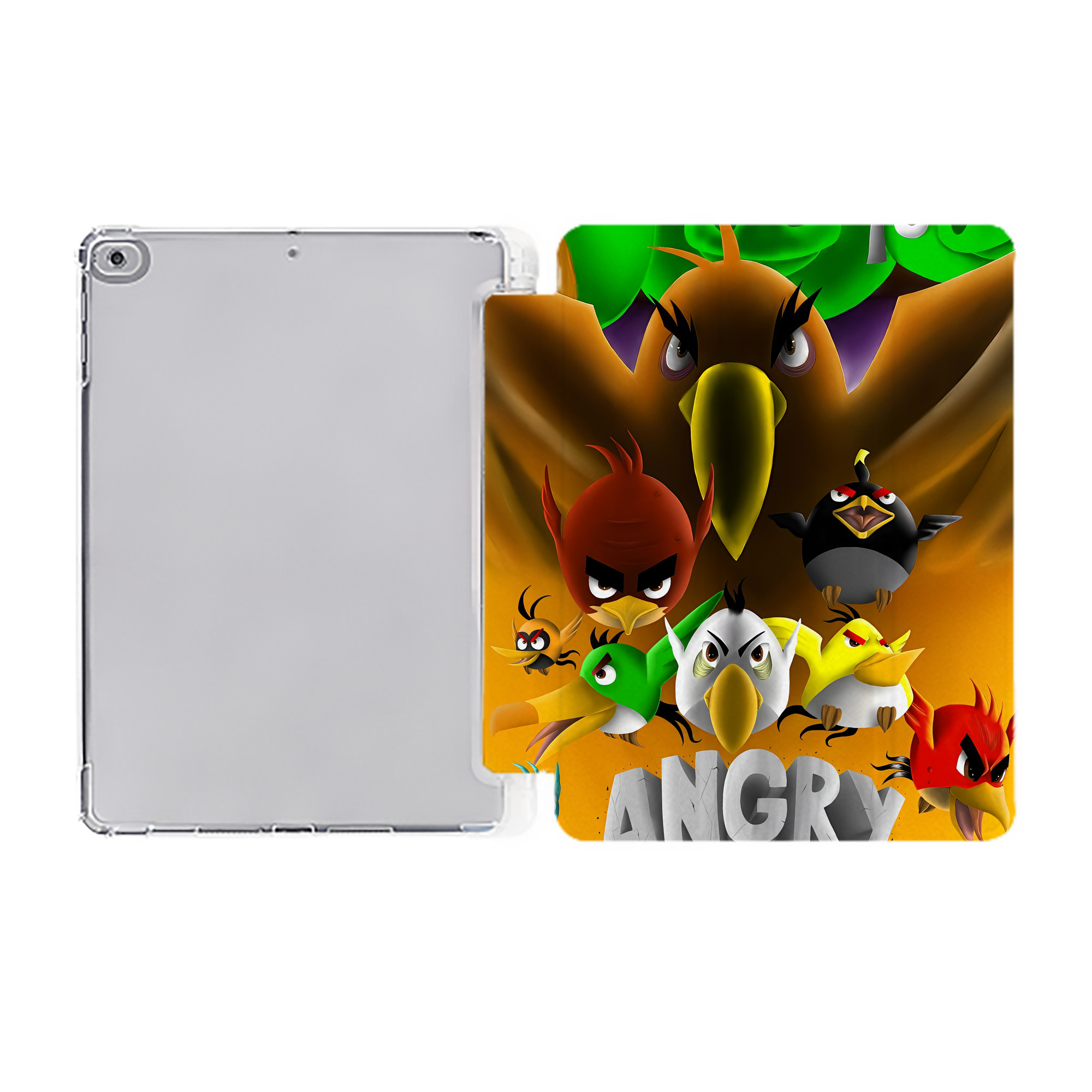 （画像用） Angry Birds アングリーバード IPad ケース ペン収納付き 三つ折りスタンド PUレザー×シリコン 対応機種9.5/10.5/10.9インチ